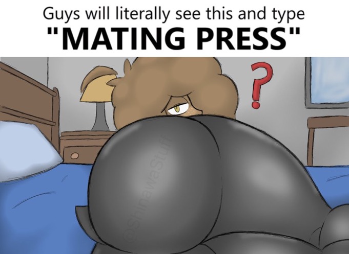 Rule 34 – big ass big butt bunny boy bunny ears bunny tail guys will literally see this and type mating press head tilt head up looking at viewer looking confused meme question mark rubber pants text tight pants twitter meme twitter user oc | 14242671
