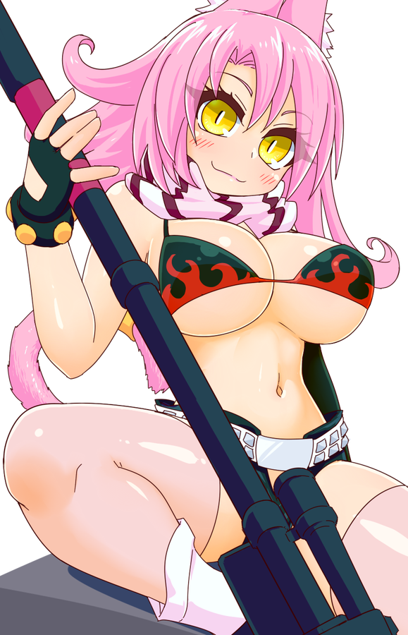 Rule 34 – andy find cat ears cat tail duel monster gloves golden eyes gun large breasts pink hair smile spread legs tri-brigade ferrijit the barren blossom yoko littner (cosplay) yu-gi-oh! | 14191430