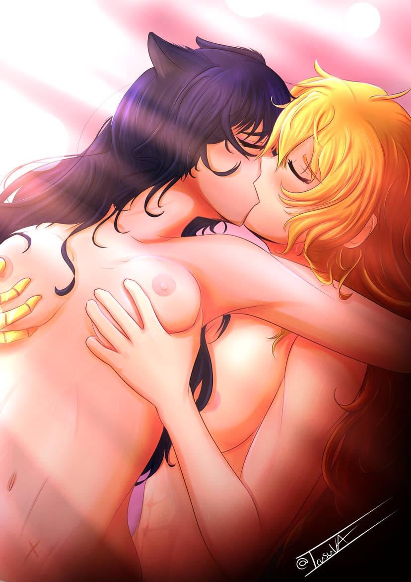 Rule 34 – 2girls abs azurlinearts black hair black hair female blake belladonna blonde female blonde hair breasts canon couple cat ears grabbing breasts grabbing from behind kissing long hair long hair female rwby scars yang xiao long | 14276984