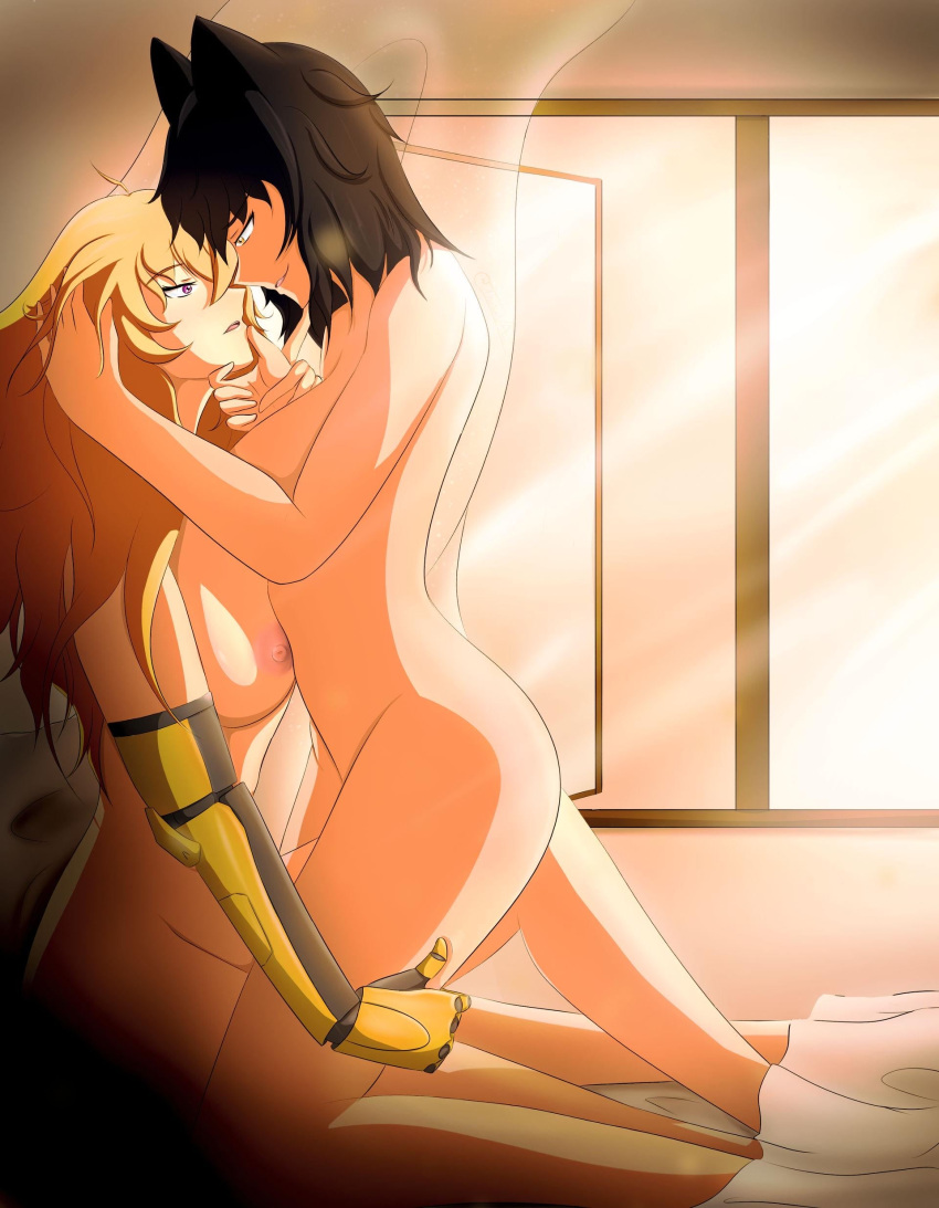 Rule 34 – 2girls azurlinearts black hair black hair female blake belladonna blonde female blonde hair breasts canon couple cat ears female nude female purple eyes robotic arm rwby yang xiao long yellow eyes | 14277055