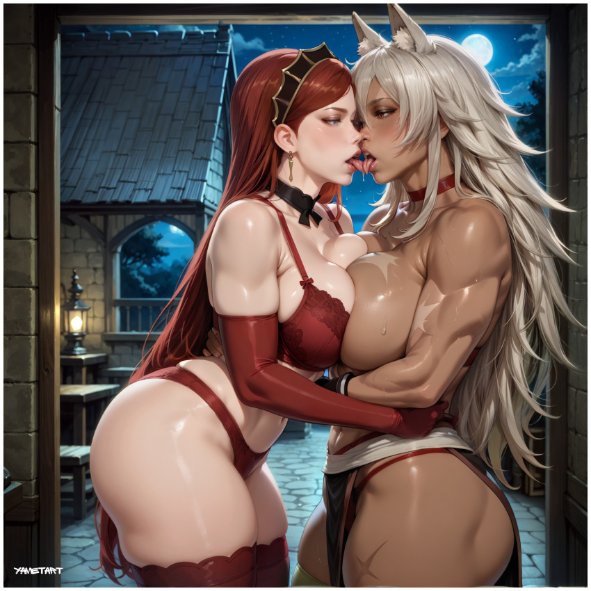 Rule 34 – 2girls adoptable ai ai assisted ai generated cat ears dark-skinned female dark skin ecchi ghislaine dedoldia gray hair high quality high resolution highres hilda boreas greyrat kissing kissing lesbian kiss lingerie milf mushoku tensei mushoku tensei: isekai ittara honki dasu red hair toned voluptuous voluptuous female yametastudio yuri yuri | 14039242