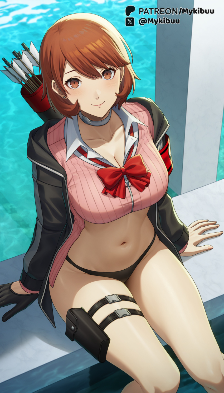 Rule 34 – ai generated armband arrow (projectile) atlus bikini black bikini black gloves black jacket blush bow bowtie breasts brown eyes brown hair cardigan choker cleavage closed mouth collarbone collared shirt crop top feet out of frame female gekkoukan high school uniform gloves holster jacket large breasts long sleeves looking at viewer mykibuu navel no pants open cardigan open clothes open jacket persona persona 3 persona 3 reload pink cardigan pink shirt poolside quiver red bow red bowtie shirt short hair single glove sitting smile soaking feet solo stomach swept bangs swimsuit thigh holster thigh pouch thigh strap thighs water white choker white shirt yukari takeba yukari takeba zipper zipper pull tab | 14030736