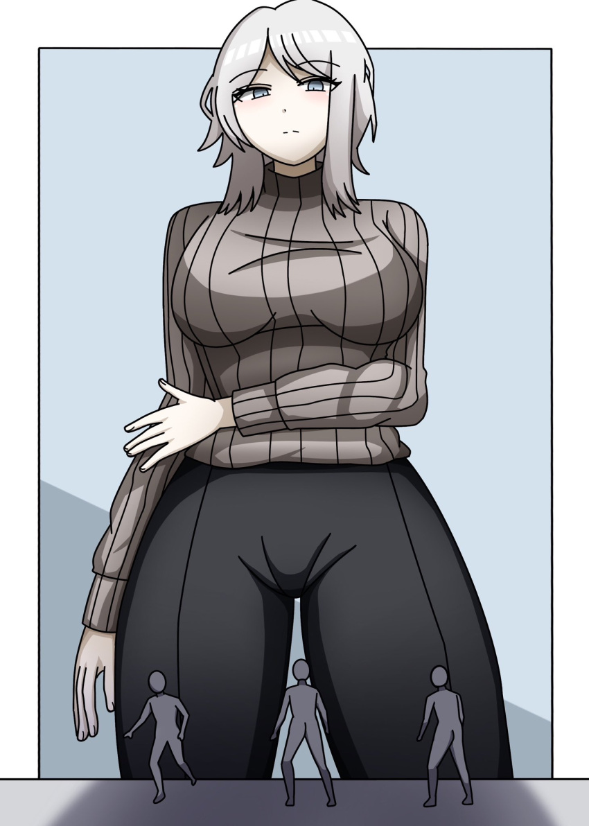Rule 34 – 1girls anon big breasts breasts faust (limbus company) female giantess limbus company macro micro project moon size difference tazataza turtleneck sweater white hair | 14278463