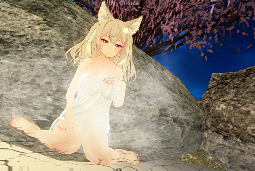 Rule 34 – animal ears annytf breasts female fox ears fox girl heterochromia indie virtual youtuber multicolored hair onsen pink eye purple eye sitting star (symbol) star hair ornament steam steamy towel towel only towel over breasts trycom34 virtual youtuber visible areolae vtuber | 14099348