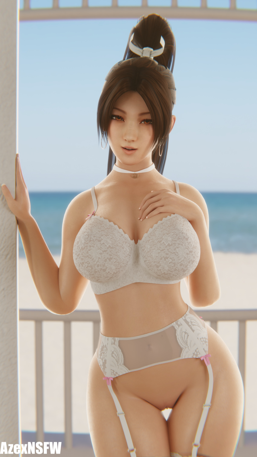 Rule 34 – 1girls 3d areolae asian asian female ass azexnsfw beach beach background big breasts blender breasts brown eyes brown hair curvy curvy body curvy female curvy figure dead or alive exposed pussy female female focus female only garter belt garter straps hair ribbon hand on breast king of fighters large breasts light-skinned female light skin lingerie lingerie bra lingerie only long hair looking at viewer mai shiranui nipples ponytail posing posing for the viewer pussy sexy shaved crotch shaved pussy smile smiling smiling at viewer snk solo solo female solo focus stockings thighs vagina white hair ribbon white lingerie | 14028579