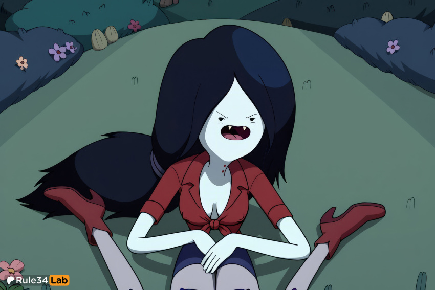 Rule 34 – 1girls adventure time ai generated artist name bite mark black hair blood breasts cartoon network cleavage colored skin fangs flower front-tie top grass grey skin hi res high heels long hair marceline marceline abadeer marceline the vampire queen medium breasts open mouth rule34lab shirt shorts sitting solo tied shirt vampire wariza warner bros warner brothers | 14243636