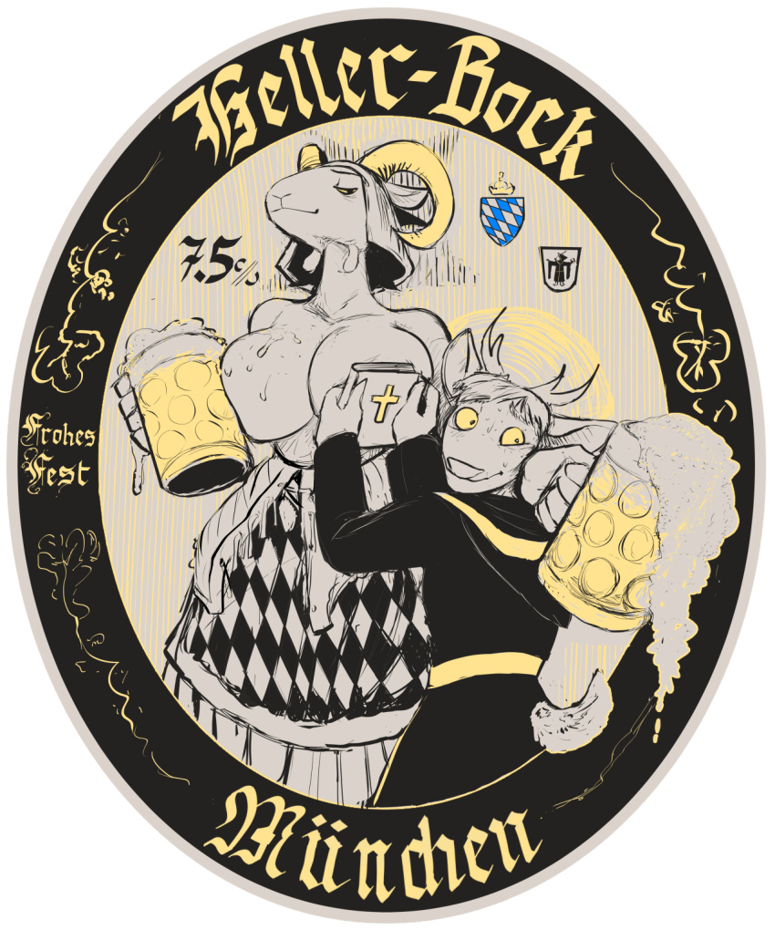Rule 34 – 2024 5:6 alcohol alpha channel anthro beer beverage biblelucy (hladilnik) big breasts bovid breasts caprine clothed clothing container covering covering breasts cross cup deer duo female german text goat hi res hladilnik holidays horn huge breasts lager male mammal mug simple background smug text topless topless anthro topless female translated transparent background | 14158251