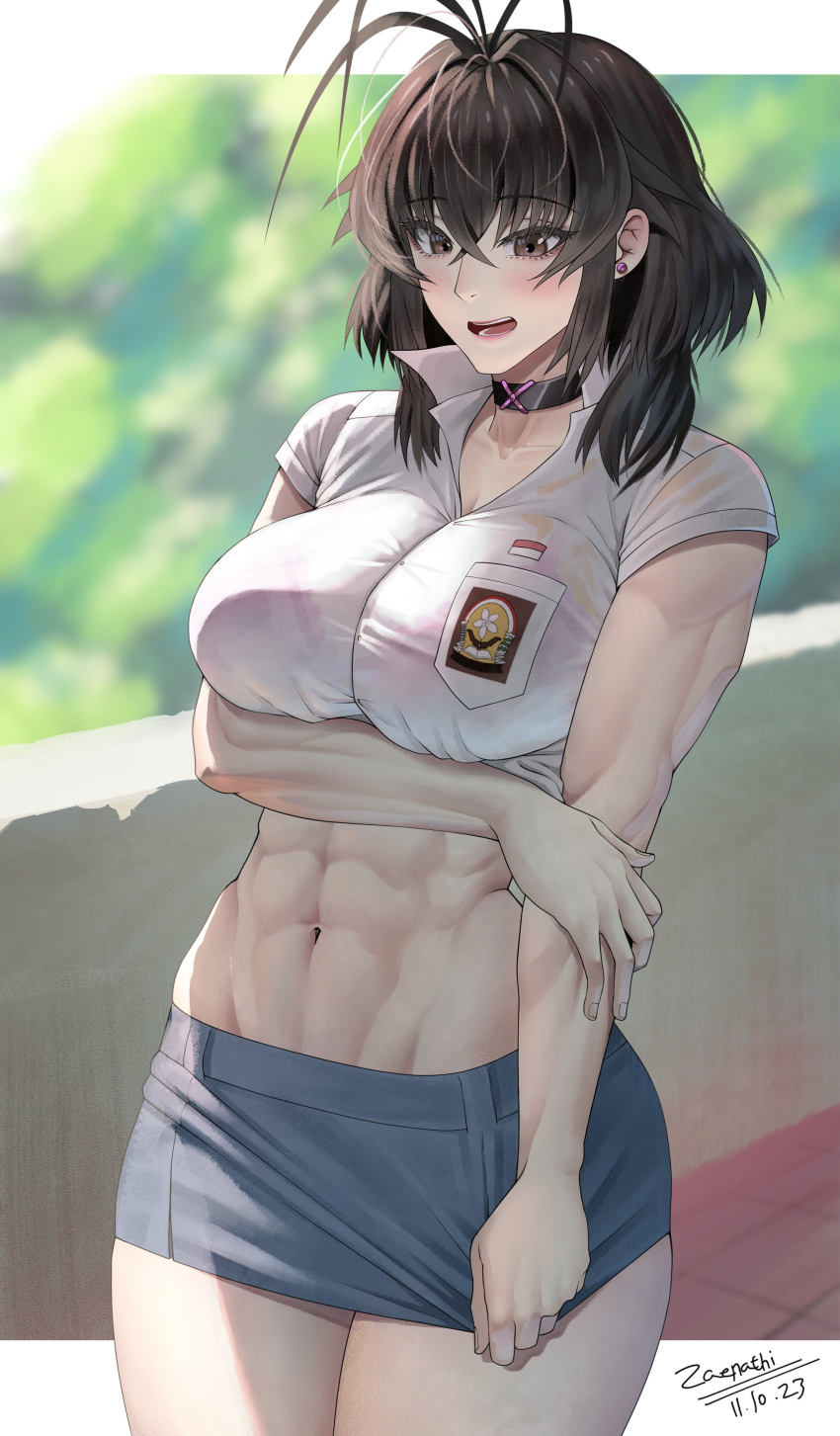 Rule 34 – 1girls abs artist request athletic athletic female black hair blush bra brown eyes choker ear piercing female female focus female only fit fit female lace lace-trimmed bra lace trim midriff midriff baring shirt muscular muscular female open mouth original original character pink bra pulling clothing see-through see-through clothing short skirt shoulder length hair skirt skirt pull smile tagme (artist) thick thighs tugging tugging clothing very short skirt wet clothing wolf cut zaenathi zaenathia6 | 14204119