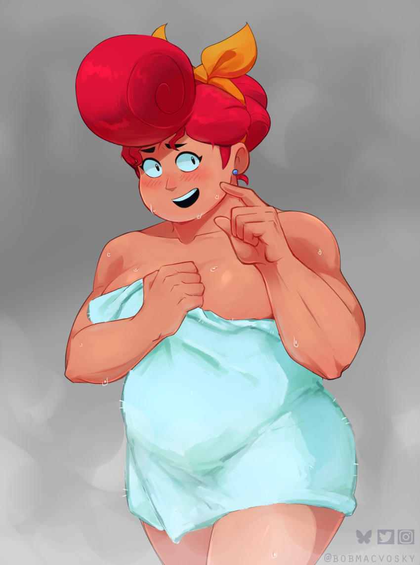 Pam winking with playful allure