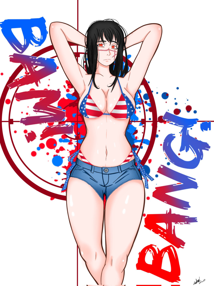 Rule 34 – 1girls american flag american flag bikini bikini bikini bottom bikini top black hair chainsaw man demon demon girl devil devil girl female female heroine light-skinned female mitaka asa ringed eyes scar scar on face spiral eyes straight yoru (chainsaw man) | 14005089
