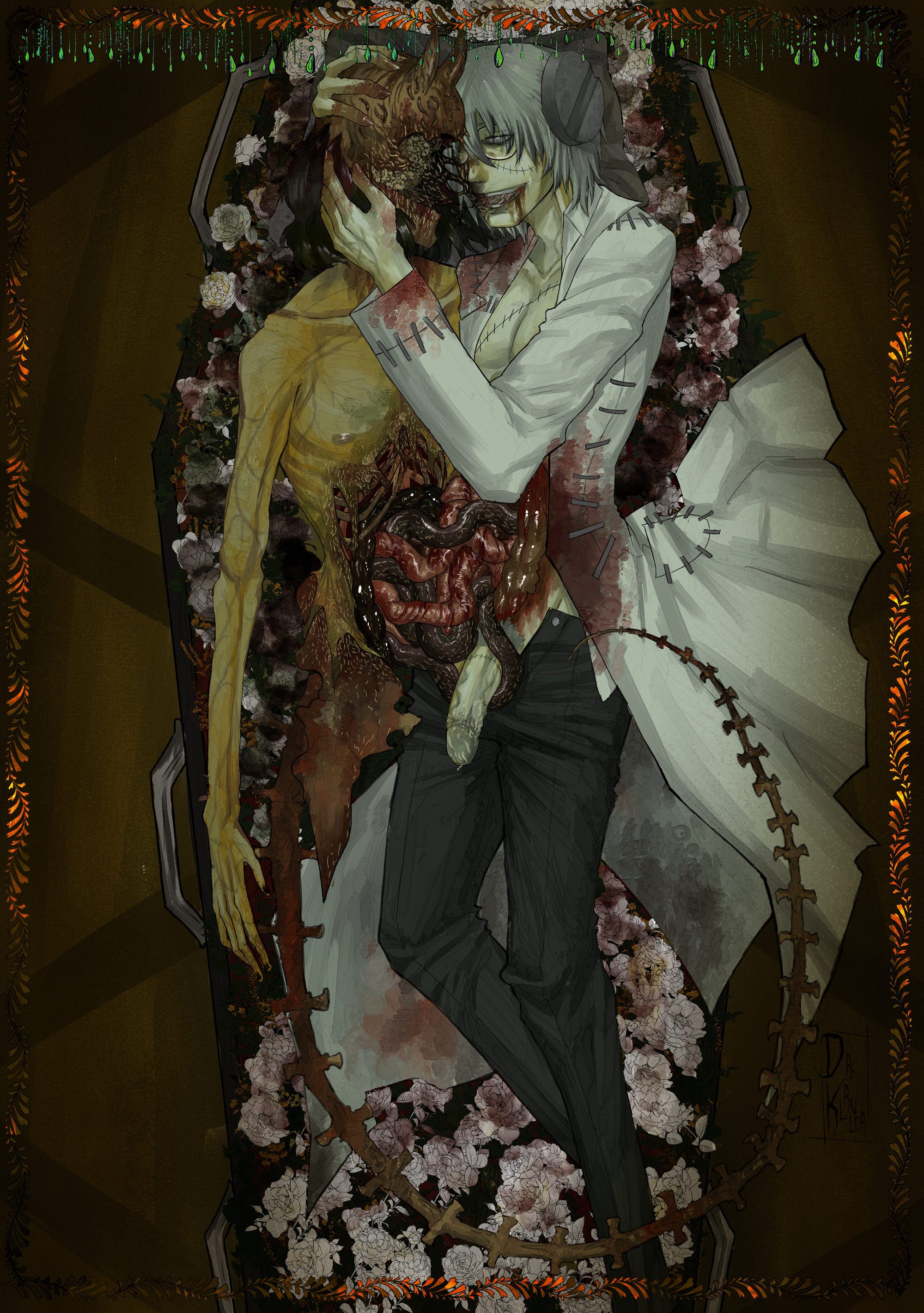 Rule 34 – blood stain coffin corpse decay deceased eroguro flowers franken stein glasses guro guts horror necrophilia ocxcanon painting painting (artwork) soul eater worms yumeshipping | 14489900