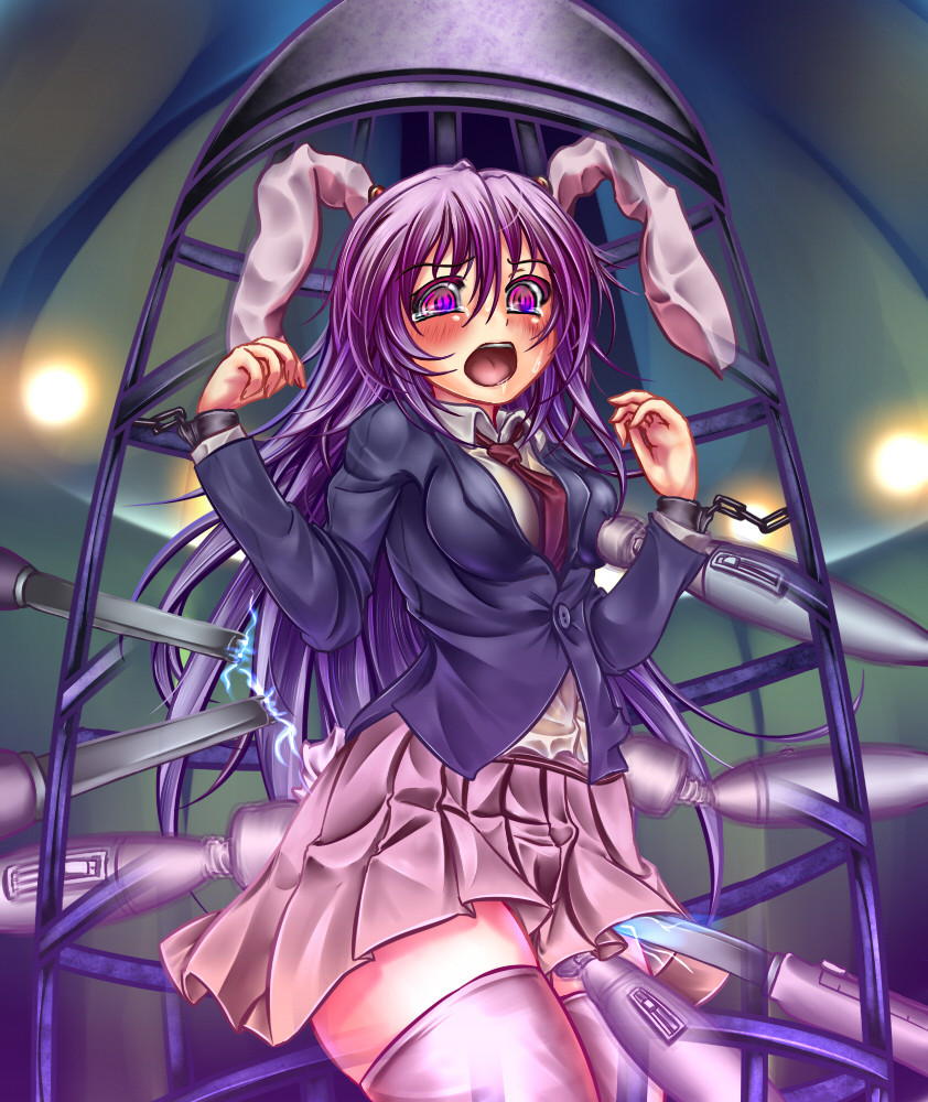 Rule 34 – 1girls animal ears arms up birdcage blazer blush bondage breasts bunny ears cage caged cattle prod clothing crying electrocution female female only fully clothed fully clothed female handcuffed handcuffs hitachi magic wand in container long hair looking at viewer medium breasts miniskirt monikano necktie no visible genitalia open mouth pink legwear purple eyes purple hair reisen udongein inaba skirt solo stockings stun gun taser tears thighhighs torture touhou vibrator wand vibrator wide-eyed zettai ryouiki | 2893