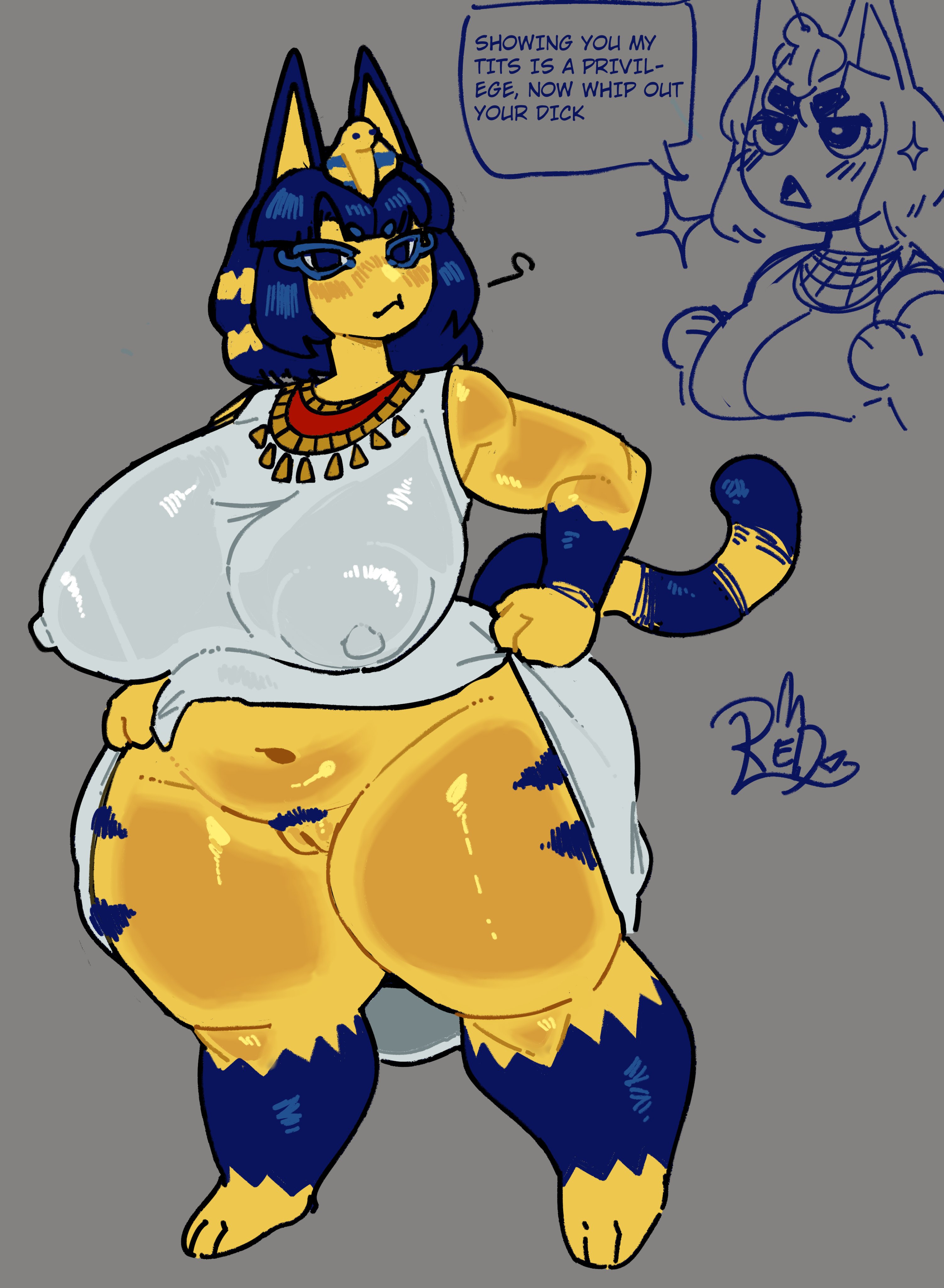 Rule 34 – 2023 absurd res animal crossing ankha (animal crossing) anthro areola areola outline bangs belly big areola big breasts big nipples blue ears blue eyes blue hair blue pubes breasts clothed clothing clothing lift dialogue digital media (artwork) domestic cat dress dress lift egyptian egyptian clothing english text felid feline felis female female anthro full-length portrait genitals grey background hair hi res huge breasts huge thighs leg markings mammal markings mouth closed navel nintendo nipple outline nipples no underwear open mouth portrait pubes redactedinlight ring (marking) ringed tail signature simple background solo sparkles speech bubble standing striped markings striped tail stripes tail tail markings text thick thighs thigh markings uraeus usekh vulva white clothing white dress yellow body | 14508165
