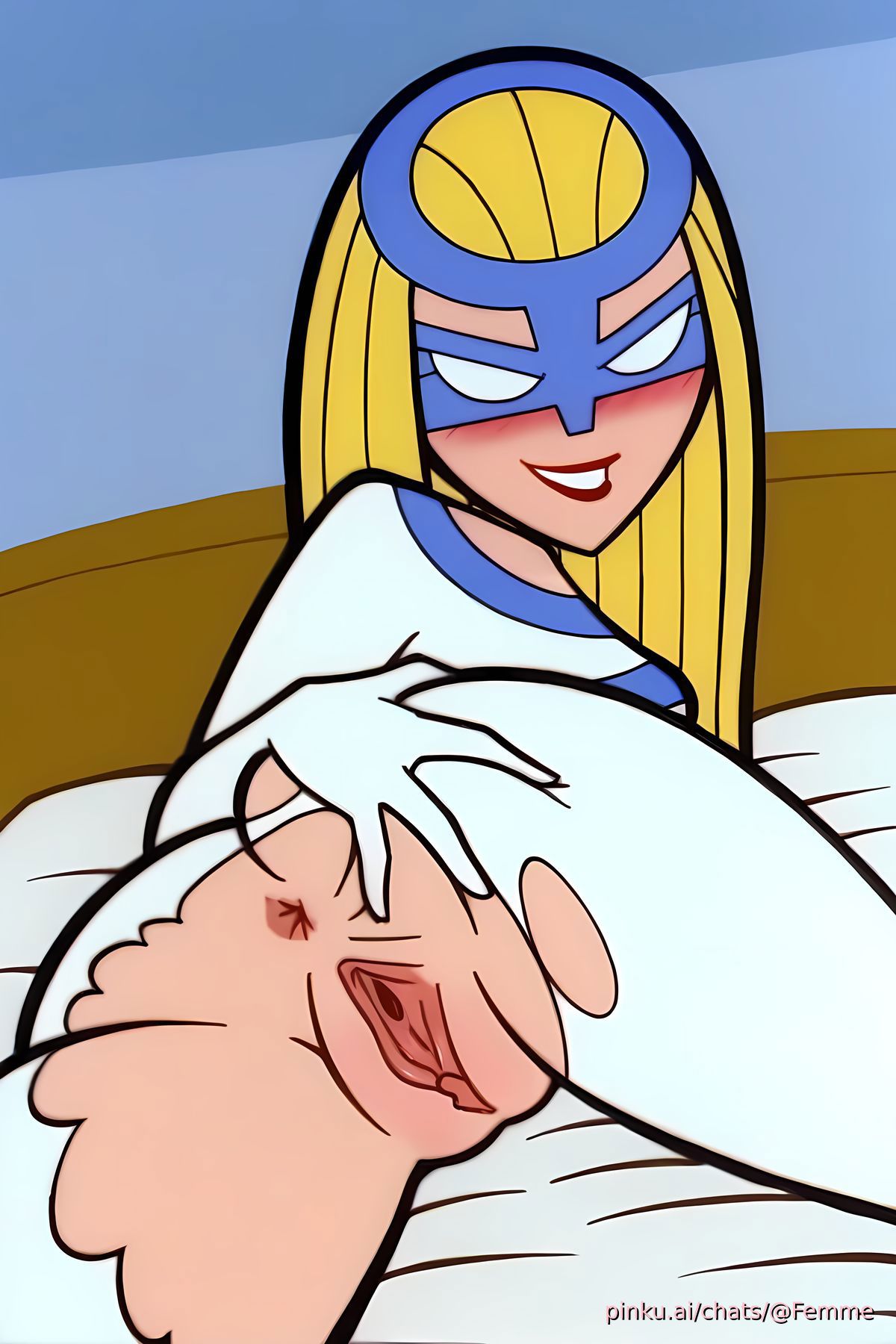 Rule 34 – ai generated bedroom blonde hair blush cartoon network femme fatale (powerpuff girls) looking at viewer on bed pinku pinku.ai powerpuff girls presenting presenting anus presenting hindquarters presenting pussy villain | 14574459