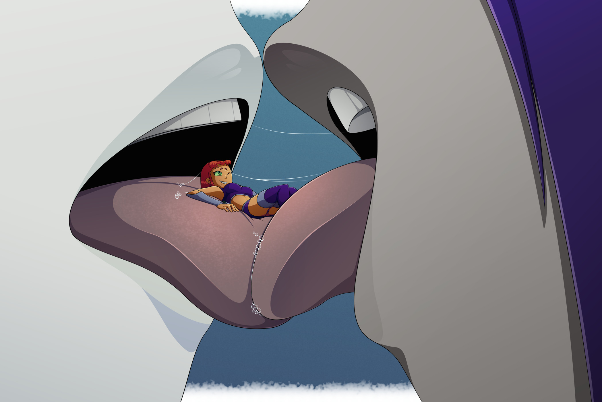 Rule 34 – dark-skinned female dark skin dc comics female female only french kiss giantess grey skin jinx (dc) kissing lips open mouth open mouth kiss raven (dc) ravenravenraven red hair saliva starfire tagme teen titans tongue tongue out vore white skin | 14583642