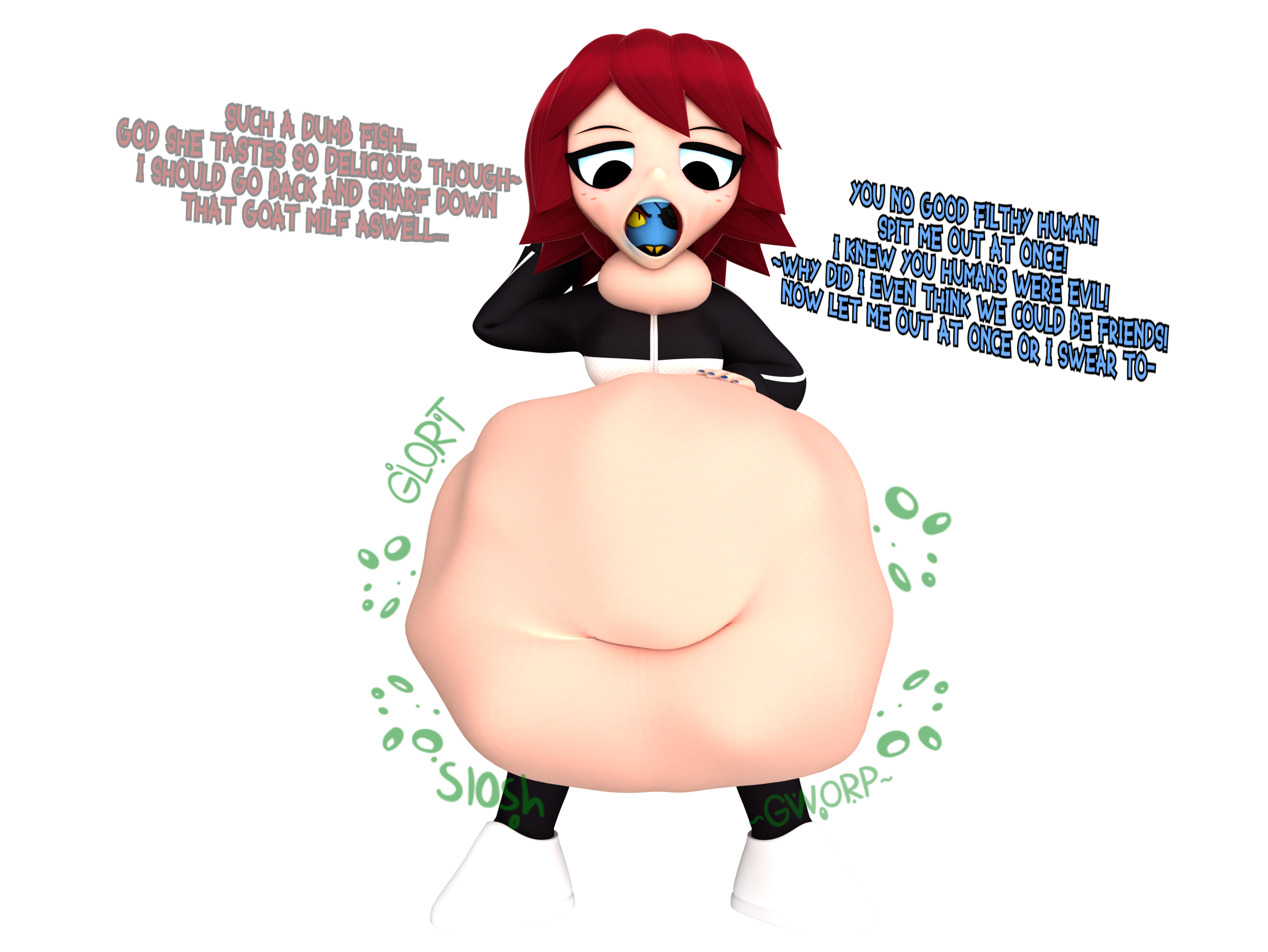 Rule 34 – 3d big belly female female only female pred female prey glamrockchatty kim pine princhurnin scott pilgrim text undertale undyne vore | 14606214