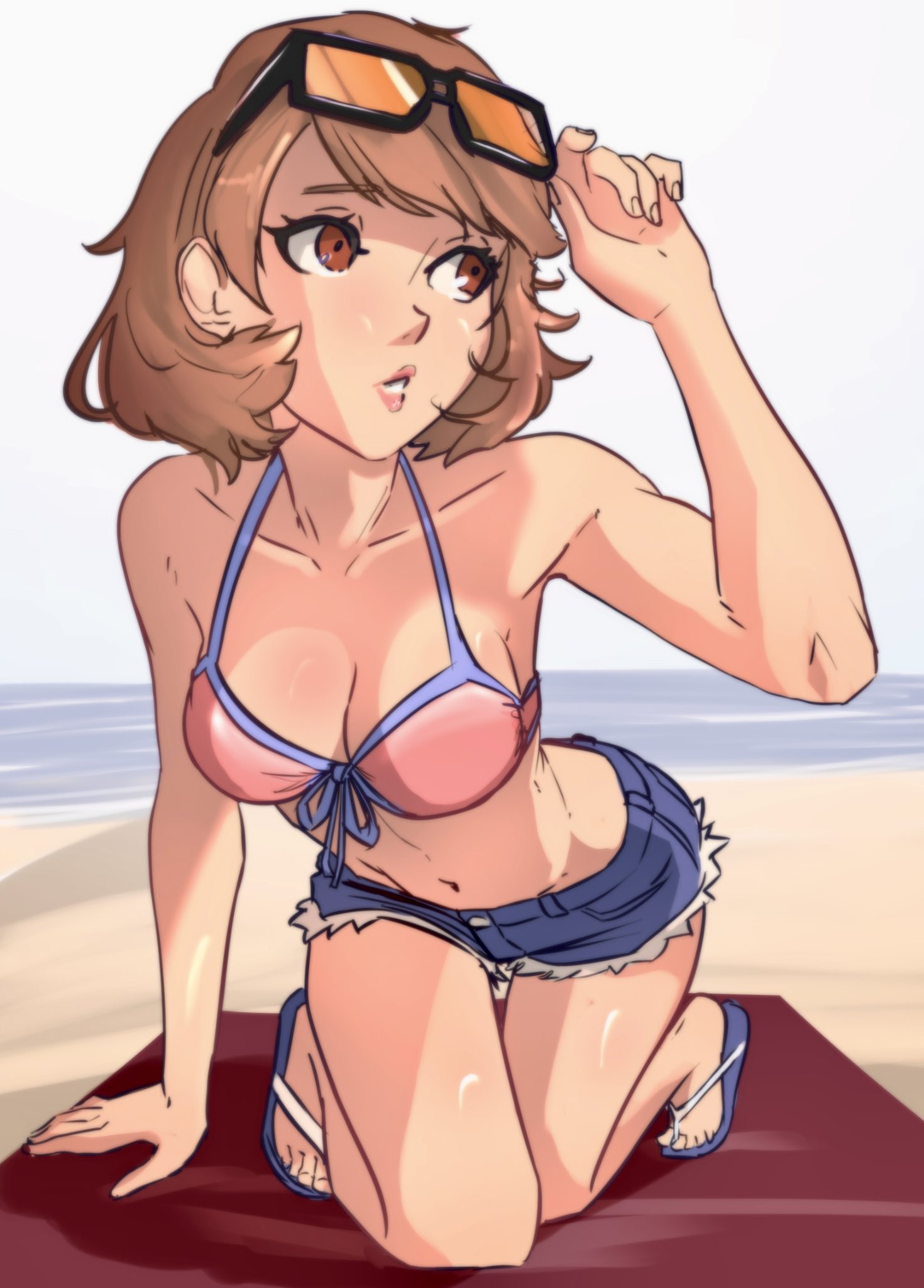 Rule 34 – 1girls big breasts bikini top blysill breasts brown eyes brown hair female female only jean shorts megami tensei persona persona 3 short hair yukari takeba | 14342749