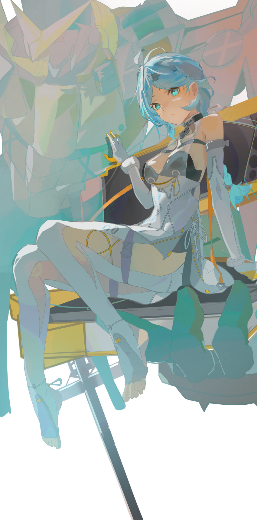 Rule 34 – absurdres bigchaping blue eyes blue hair decorations dress female highres long legs mecha military robot seed (zenless zone zero) seed sr. suit zenless zone zero | 14362047