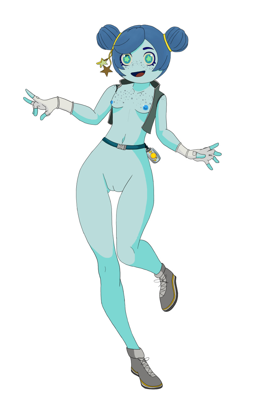 Rule 34 – alternate version available belt blue hair blue skin breasts freckles gloves luna (fortnite) pose pussy shoes slurmberry unusual pupils vest | 14385696