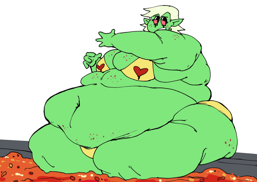 Rule 34 – 1girls bbw bikini fat fetish female green skin kaboodledoodles lava lord dominator obese obese female overweight overweight female red eyes wander over yonder white hair | 14321650