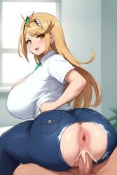 Rule 34 – 1boy 1girls ai generated animated anus big ass big breasts blonde hair bubble butt cum cum in pussy donut anus jeans mythra mythra (xenoblade) no sound reverse cowgirl position ripped jeans tagme video xenoblade (series) | 14333803