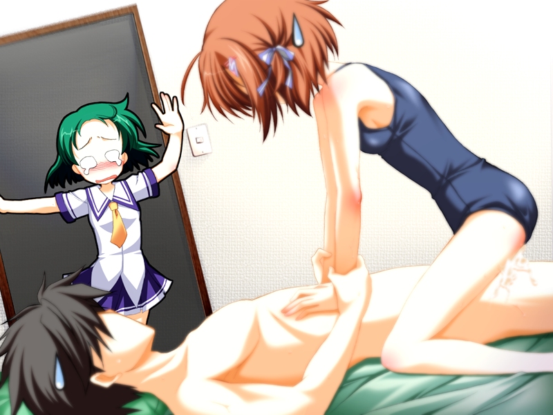Rule 34 – 1boy 2girls aizawa moyu aizawa takuto bed blush brown hair caught caught in the act cowgirl position crying cuckquean cum cum inside duo focus female game cg green hair ikeda jun (aquaqua) imouto ni! sukumizu kisetara nugasanai! male mamiya sukuru multiple girls one-piece swimsuit school swimsuit school uniform serafuku sex straddle sweatdrop swimsuit tears walk-in walked in on | 33532