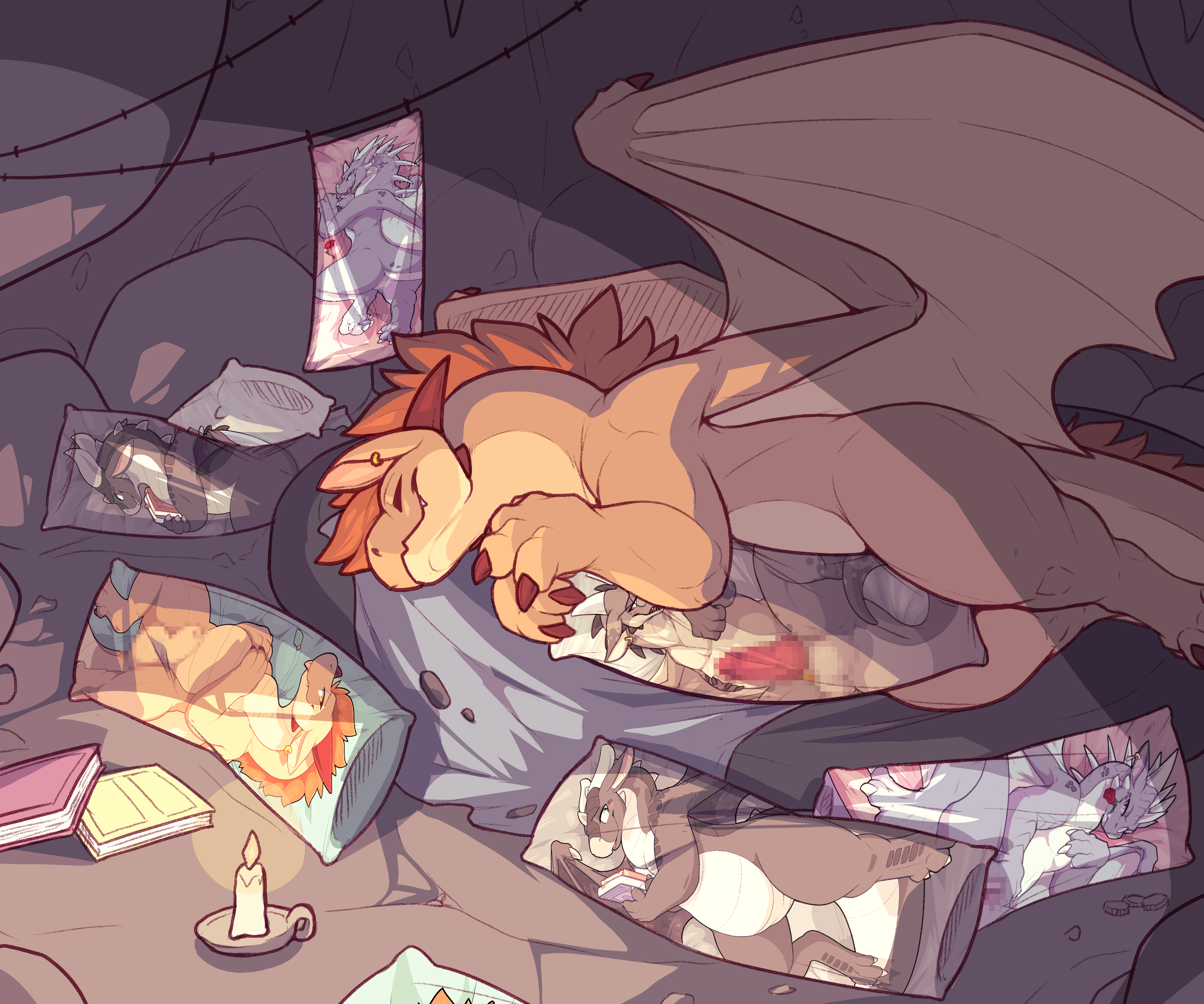 Rule 34 – 2025 absurd res book candle cave censored claws closed smile countershading dakimakura dragon ear piercing ear ring european mythology feral hi res horn hug hugging object hugging pillow icewing (wof) lying male mane membrane (anatomy) membranous wings mouth closed mythological creature mythological scalie mythology nightwing (wof) on side paws piercing pillow qibli (wof) ring piercing sandwing (wof) scafen (artist) scales scalie scarf (scafen) sleeping smile solo tail tan body tan scales toe claws western dragon wings wings of fire | 14669507