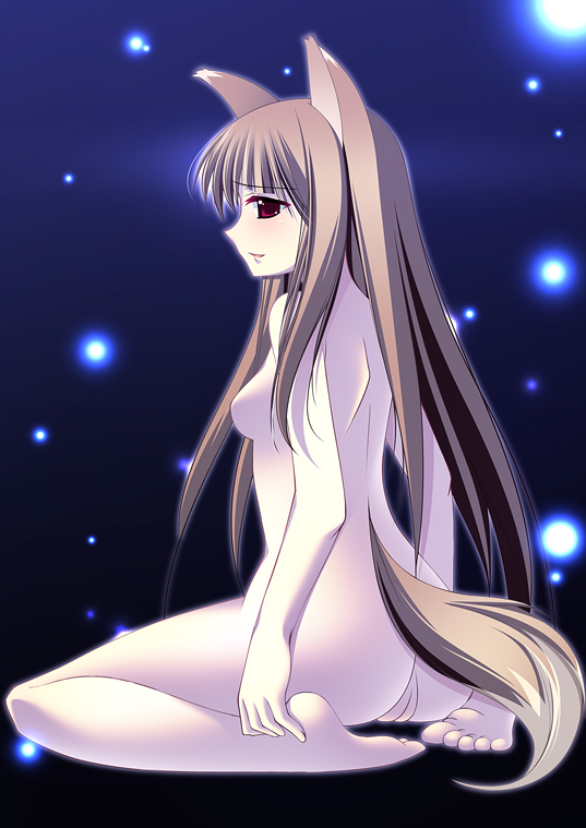 Rule 34 – 1girls ahen animal ears barefoot black background blush breasts brown hair completely nude feet female holo long hair looking at viewer nude nude female nudist outdoors outside pointy chin pussy red eyes small breasts soles solo spice and wolf tail toes wariza wolf ears | 41618