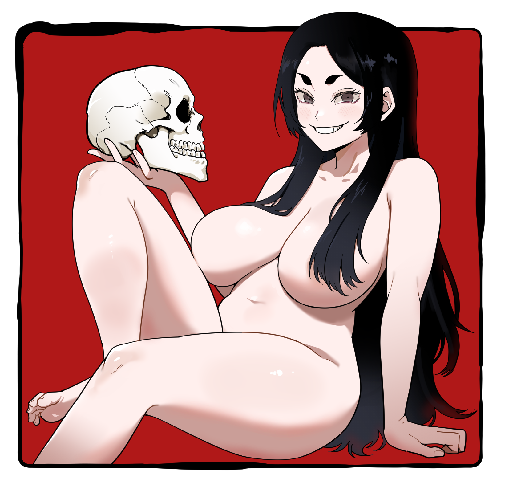 Rule 34 – 1girls black eyebrows black hair black hair female female hourglass figure jujutsu kaisen long hair long hair female navel no bra no clothes no panties nude nude female oeoeoe simple background skull thick thighs thighs woman yorozu (jujutsu kaisen) | 14713639