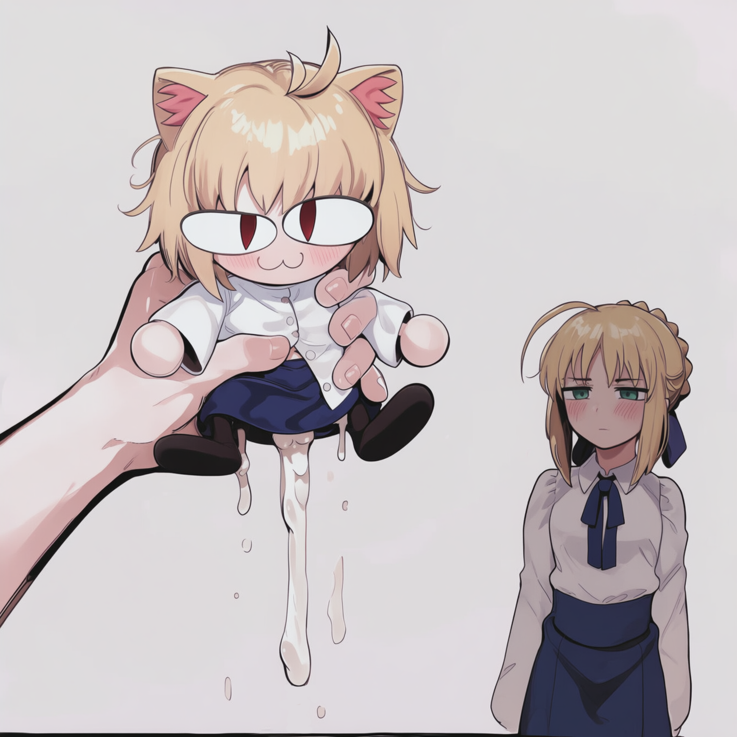 Rule 34 – 1boy 1other 2girls :3 after rape after sex ahoge animal ear fluff animal ears artoria pendragon (fate) black pantyhose blonde hair blue ribbon blue skirt blush braid cat ears cat girl character doll closed mouth clothing collared shirt cum cumdrip doll female green eyes holding holding doll latbjorn ai long skirt long sleeves looking at viewer mini person minigirl multiple girls neco-arc pantyhose red eyes ribbon saber (fate) semen shirt short hair skirt slit pupils suggestive fluid tsukihime unamused white shirt | 14721518