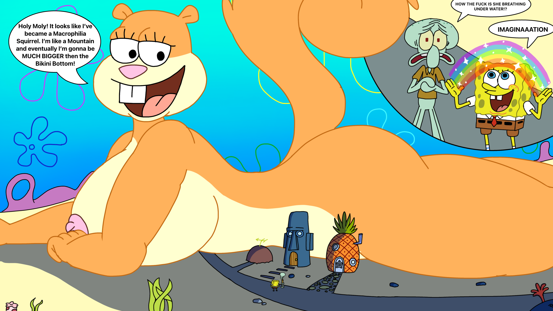 Rule 34 – 1girls 2boys anthro ass avathecat0 big breasts blue eyes blue skin breasts brown fur brown pants brown shirt buckteeth cephalopod clothed clothed male nude female clothing coral dialogue enormous breasts eyelashes female fruit furry giantess gigantic breasts house huge breasts large breasts larger female lying on stomach male mammal marine massive breasts nickelodeon nipple nude nude female nude female clothed male octopodiform octopus open mouth pants pineapple rainbow rock rodent sandy cheeks scard sea sponge shirt size difference smaller male spongebob squarepants spongebob squarepants (character) squidward tentacles squirrel tail text text bubble tree squirrel underwater water yellow body | 14726422