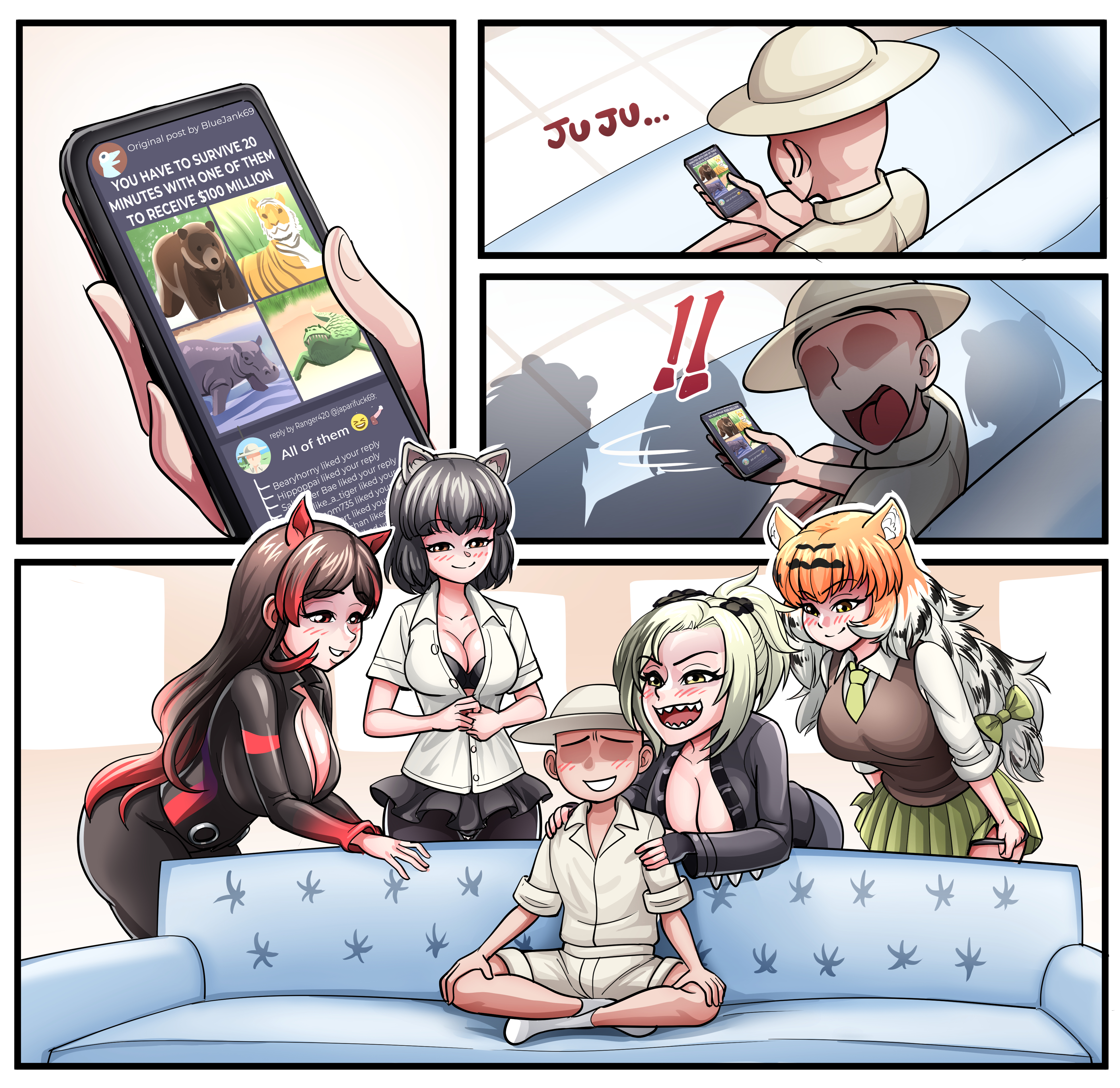 Rule 34 – 1boy 1boy4girls 4girls animal ears animal girl anonymous male bear black hair bodysuit bra brown bear (kemono friends) cleavage commission commission art commissioner upload crocodile cuuki0 emoji gloves grabbing grabbing from behind grabbing shoulders gradient hair green eyes green hair grin grinning grinning at partner hair ribbon hat hippopotamus hippopotamus (kemono friends) horny horny face horny female huge ass huge breasts imminent rape imminent sex kemono friends kemonomimi large breasts leaning forward leather leather jacket long hair looking at smartphone looming looming over necktie nervous nervous smile open mouth orange eyes orange hair pantyhose piper perri surrounded pointy teeth pulling down panties pulling panties red hair safari hat safari jacket saltwater crocodile (kemono friends) shadow shadows shirt shitpost shocked shocked expression short hair shorts siberian tiger (kemono friends) sitting sitting cross legged sitting on sofa skirt smartphone smile smiling smiling at partner socks sofa spiked clothing spikes tagme tiger tiger stripes turning around turning head tweet twitter unbuttoned shirt unbuttoning undressing undressing self white hair yellow eyes | 14729690