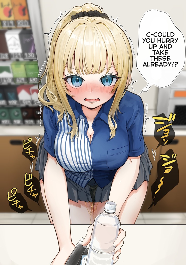 Rule 34 – 1girls blonde hair blush breasts cashier convenience store english text female have to pee large breasts leaking leaking urine looking at viewer minami omo open mouth original peeing ponytail skirt solo uniform work uniform worker | 14765883