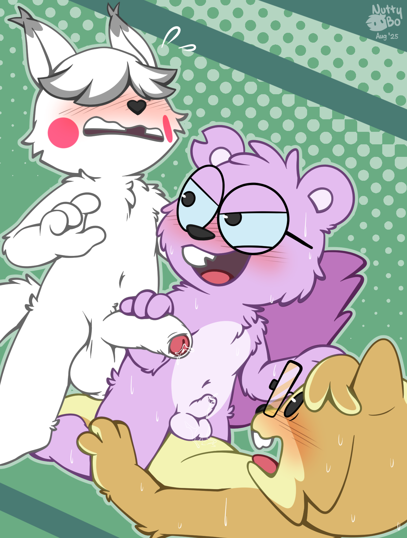 Rule 34 – anthro arty (nutty bo) balls benson (nutty bo) big balls big penis blush bodily fluids erection eyewear eyewear only foreskin fur genital fluids genitals glasses glasses only green background group group sex hair harvey (nutty bo) hi res huge cock humanoid genitalia humanoid penis male male/male male penetrating mammal nude nutty bo open mouth penetration penile penis penis size difference precum rodent sciurid sex simple background small penis smile sweat tail threesome tree squirrel trio wearing glasses | 14787637