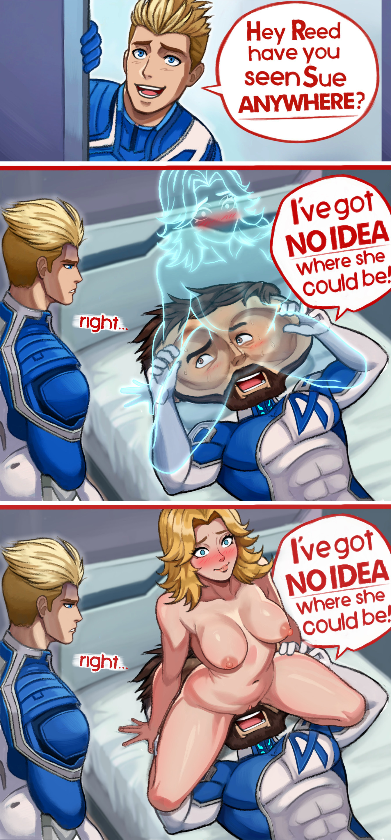 Rule 34 – 1girls 2boys 2d almost caught ass ass imprint beard bed big ass blonde hair blush brother and sister brown hair canon couple caught caught in the act comic dilf disappointed english text facesitting fantastic four female flat / squished squidward face (meme) funny human torch humor husband and wife invisible invisible woman invisible woman (marvel rivals) johnny storm lying male married couple marvel marvel comics marvel rivals mature female mature male meme milf mr fantastic mr fantastic (marvel rivals) neggoartz reed richards sex speech bubble squished squished face straight straight sex sue storm sweat text they love each other walk-in walked in on | 14807154