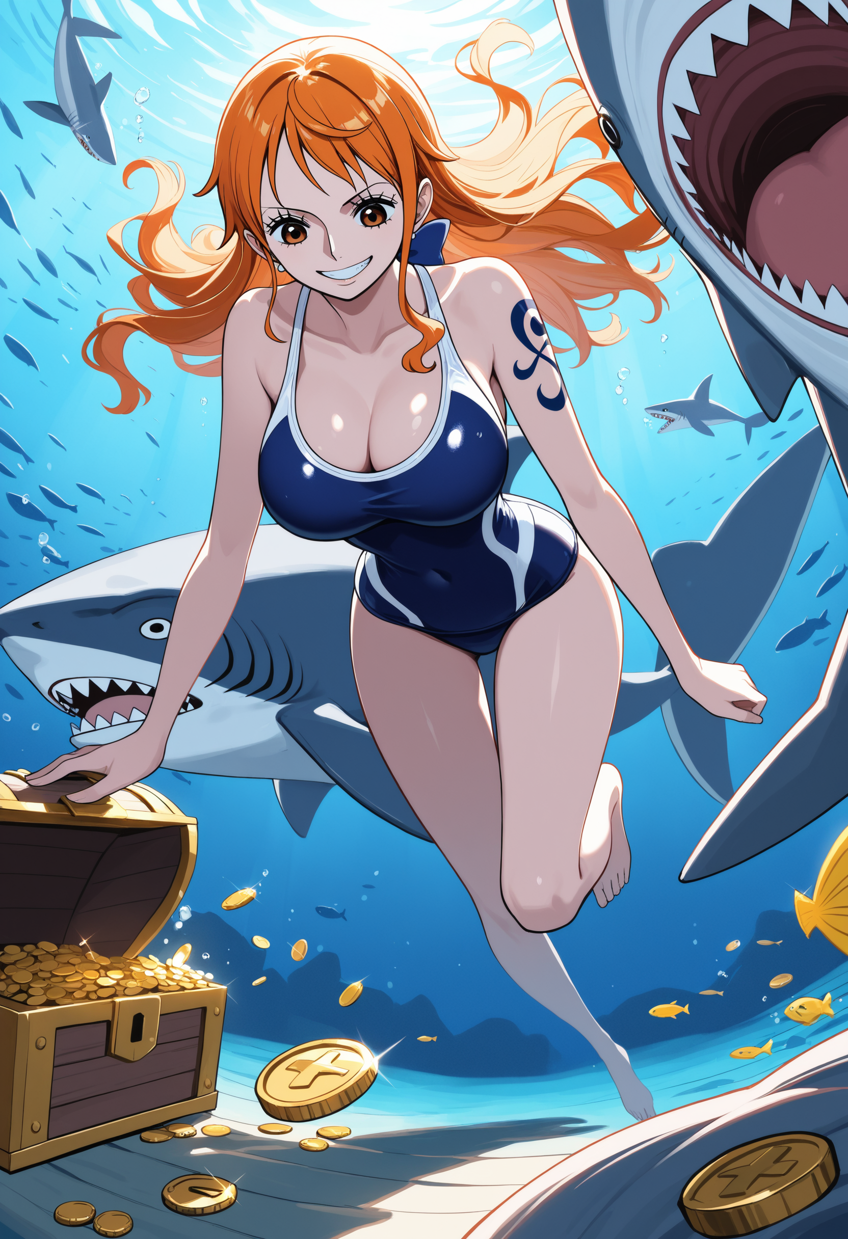 Rule 34 – 1girls ai generated female kingmmokiller nami (one piece) one piece peril shark solo swimsuit underwater underwater peril | 14809599