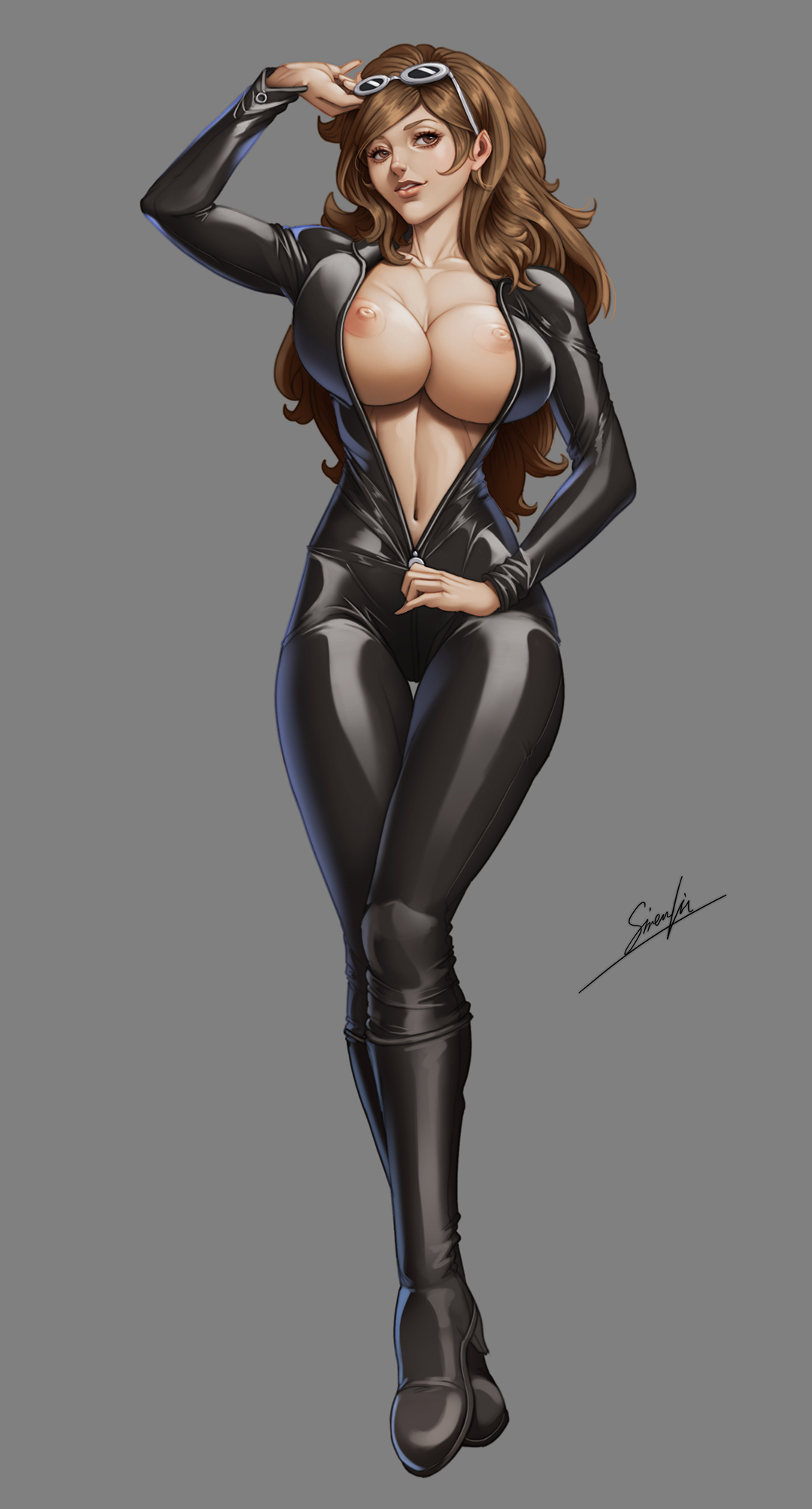 Rule 34 – 1girls absurdly large breasts adjusting eyewear artist signature biker clothes bikesuit black bodysuit bodysuit boots breasts breasts out breasts squeezed together brown eyes brown hair cat suit commission eyewear on head female female only form fitting clothing full body glasses grey background higher resolution duplicate highres large breasts latex long hair lupin iii lupin the third: mine fujiko to iu onna mine fujiko nipples no bra one color background open bodysuit open clothes pixiv commission reupload sharp ears shiny clothes signature simple background sirenlin skin tight solo solo female sunglasses tight clothing unzipped zipper zipper down zipper pull tab | 14811684
