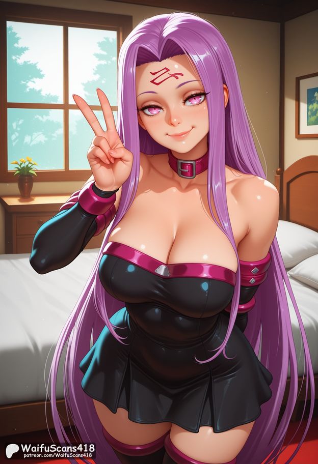 Rule 34 – ai generated bare shoulders bed black dress black thighhighs breasts cleavage collar collarbone detached sleeves dress facial mark fate (series) female forehead mark high resolution highres indoors large breasts long hair looking at viewer medusa (fate) medusa (rider) (fate) patreon username pink eyes purple eyes purple hair smile solo stable diffusion strapless strapless dress thighhighs v very long hair waifuscans418 window | 14833571