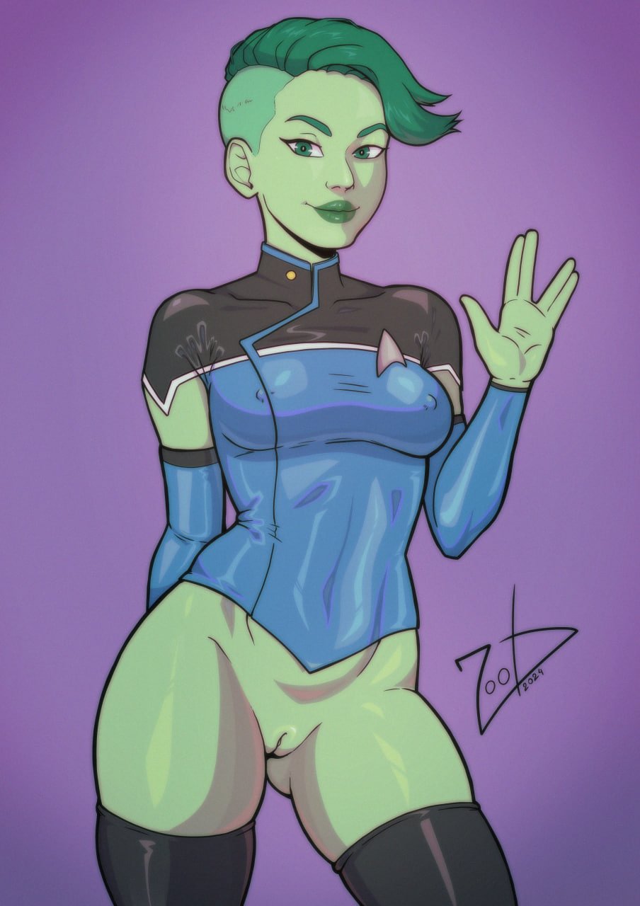 Rule 34 – 1girls 2024 alien girl artist signature black thighhighs bottomless breasts d’vana tendi dated female female only gradient background green eyes green hair green skin looking at viewer nipple bulge pussy smile solo star trek star trek lower decks starfleet uniform thighhighs uniform very short hair vulcan salute zoobastik | 14835426