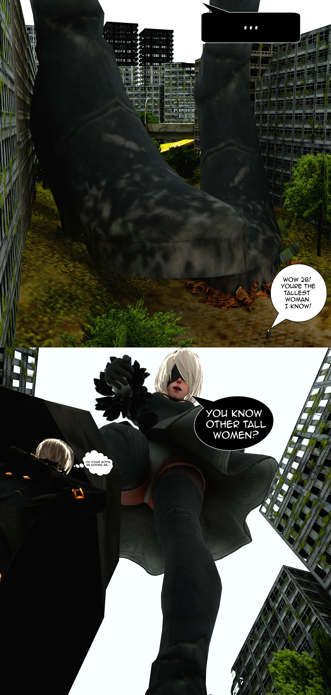 Rule 34 – 1boy 1girls 3d 3d (artwork) building buildings city conqueringgoblin extreme size difference female giant female giant woman giantess light-skinned female light-skinned male light skin male nier nier: automata nier (series) ruined city size difference video game character white hair white hair female white hair male yorha 2b yorha 9s | 14857082
