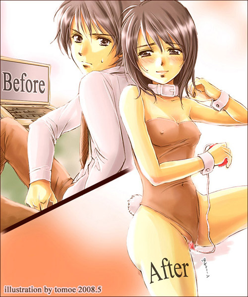 Rule 34 – before and after beige skin blush brown hair bunny girl bunny tail censored clothes collar color crossdressing female femboy feminization gender transformation genderswap hair growth human looking at viewer male mtf transformation rule 63 sex toy sissification sissy smile source request vibrator vibrator under clothes | 69216