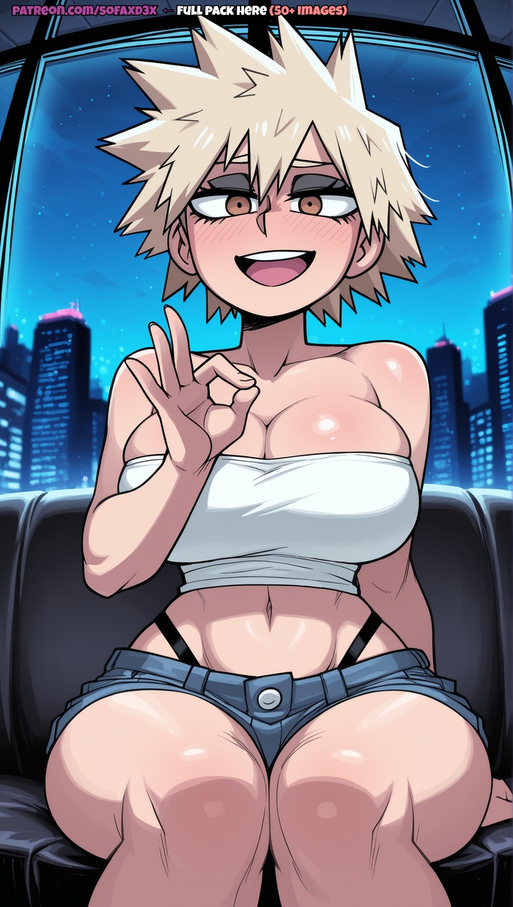 Rule 34 – ai generated bakugou mitsuki bare shoulders black panties blonde hair blush boku no hero academia breasts brown eyes cityscape cleavage couch crop top denim denim shorts female highleg highleg panties large breasts looking at viewer mature female midriff mitsuki bakugou my hero academia navel night night sky ok sign open mouth panties short hair short shorts shorts sitting sky smile sofaxd3x solo spiked hair star \\\\(sky\\\\) strapless teeth thighs tube top underwear window | 14905653