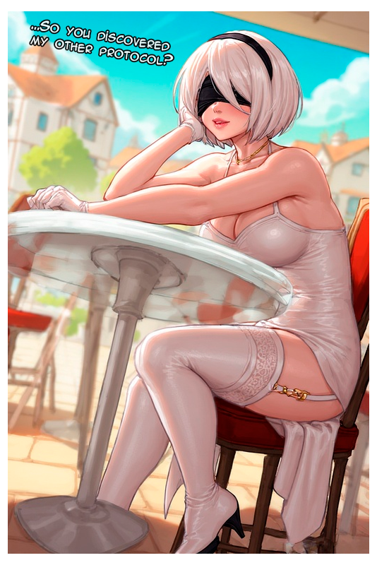 Rule 34 – 2d ai assisted ai generated big ass big breasts blindfold curvy dress female female focus fit garter straps gloves high heels light skin nier: automata outdoors text ultimate waifu project white hair yorha 2b | 14915125