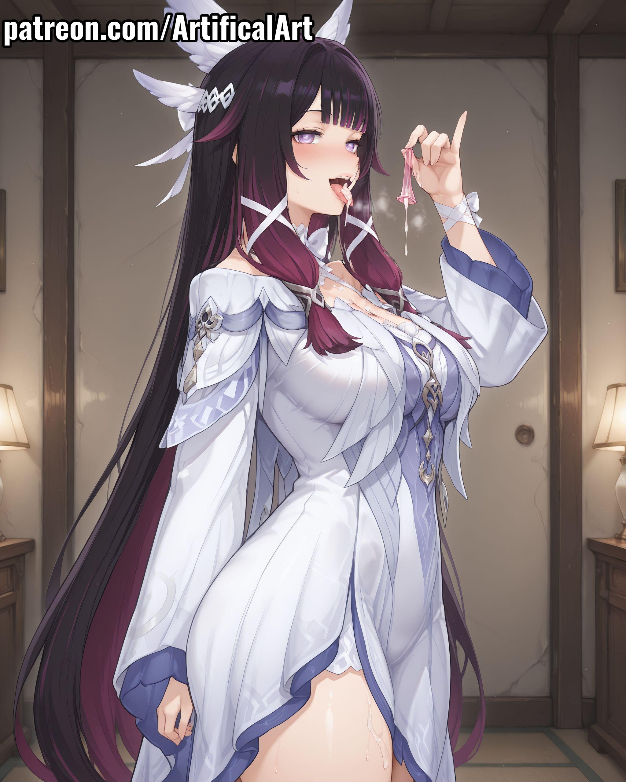 Rule 34 – 1girls ai generated artifical art black hair blush columbina (genshin impact) condom cum cum in mouth cum on tongue drinking cum genshin impact gradient hair hair accessory hair ornament hoyoverse large breasts licking licking cum light-skinned female light skin long hair maroon hair mihoyo multicolored hair open mouth perfect body purple eyes ribbon in hair solo tongue out used condom watermark winged hair ornament | 14924987