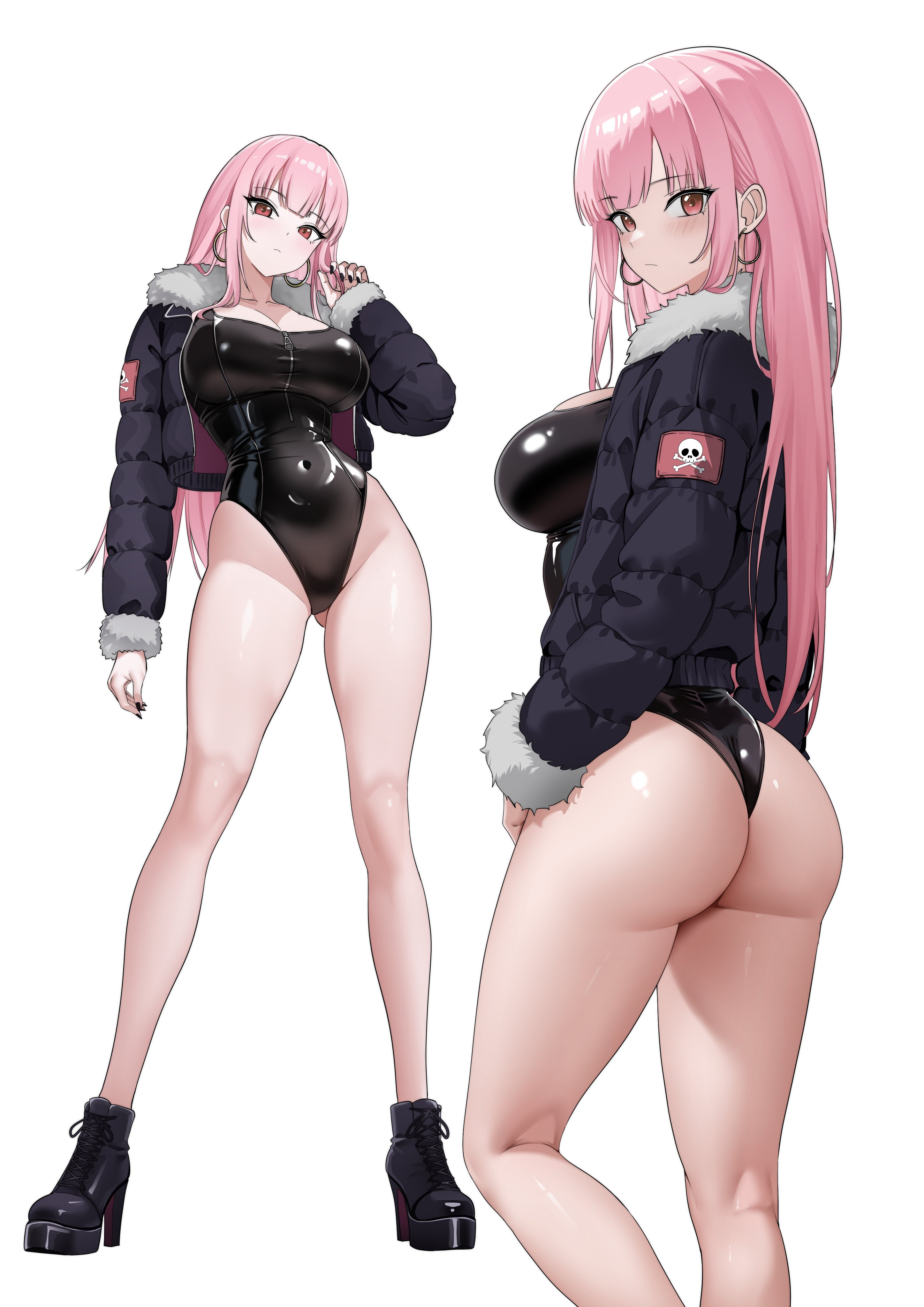 Rule 34 – absurdres alternate costume ankle boots ass bare legs black boots black jacket black leotard black nails blunt bangs blush boots breasts cleavage closed mouth covered navel earrings female fingernails from behind from side full body fur-trimmed jacket fur trim groin hashtag-only commentary highleg highleg leotard highres hololive hololive english hoop earrings jacket jewelry large breasts leotard long hair long sleeves looking at viewer mori calliope multiple views open clothes open jacket padded jacket pink hair platform boots raikkonen red eyes sideboob simple background turning head virtual youtuber white background zipper zipper leotard | 14936119