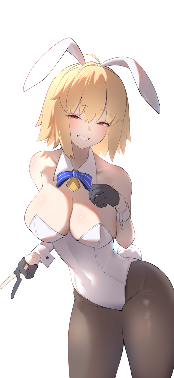 Rule 34 – animal ears arcueid brunestud bare shoulders black gloves blonde hair blush bow bowtie breasts brown pantyhose cleavage covered navel detached collar fake animal ears fate/grand order fate (series) female gloves grin highleg highleg leotard highres huge breasts large breasts leotard looking at viewer pantyhose playboy bunny rabbit ears rabbit tail red eyes short hair smile solo tail thick thighs thighs top heavy umi endu white leotard wide hips wrist cuffs | 14965348