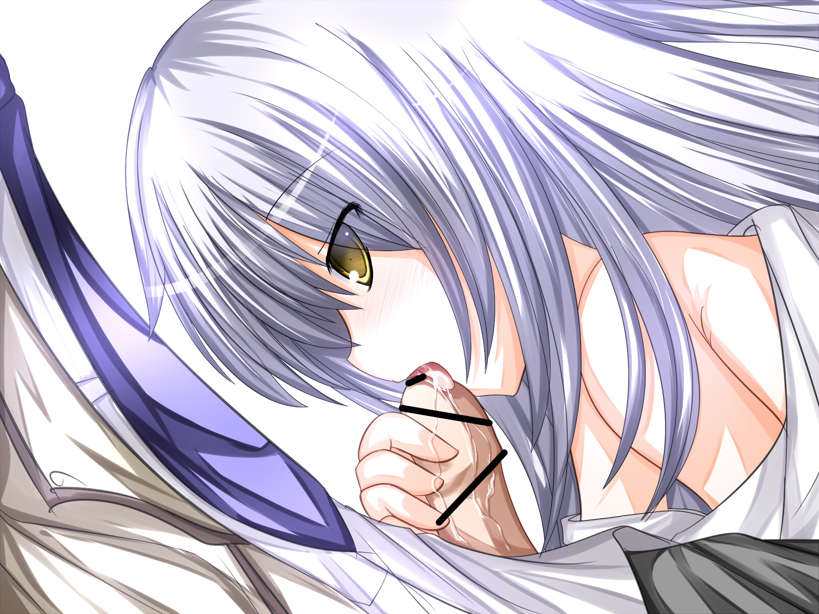 Rule 34 – 1boy 1girls angel beats! bar censor blue hair blush censored female foreskin highres licking long hair male necktie penis saliva school uniform tachibana kanade tie tongue uncircumcised yellow eyes | 83686