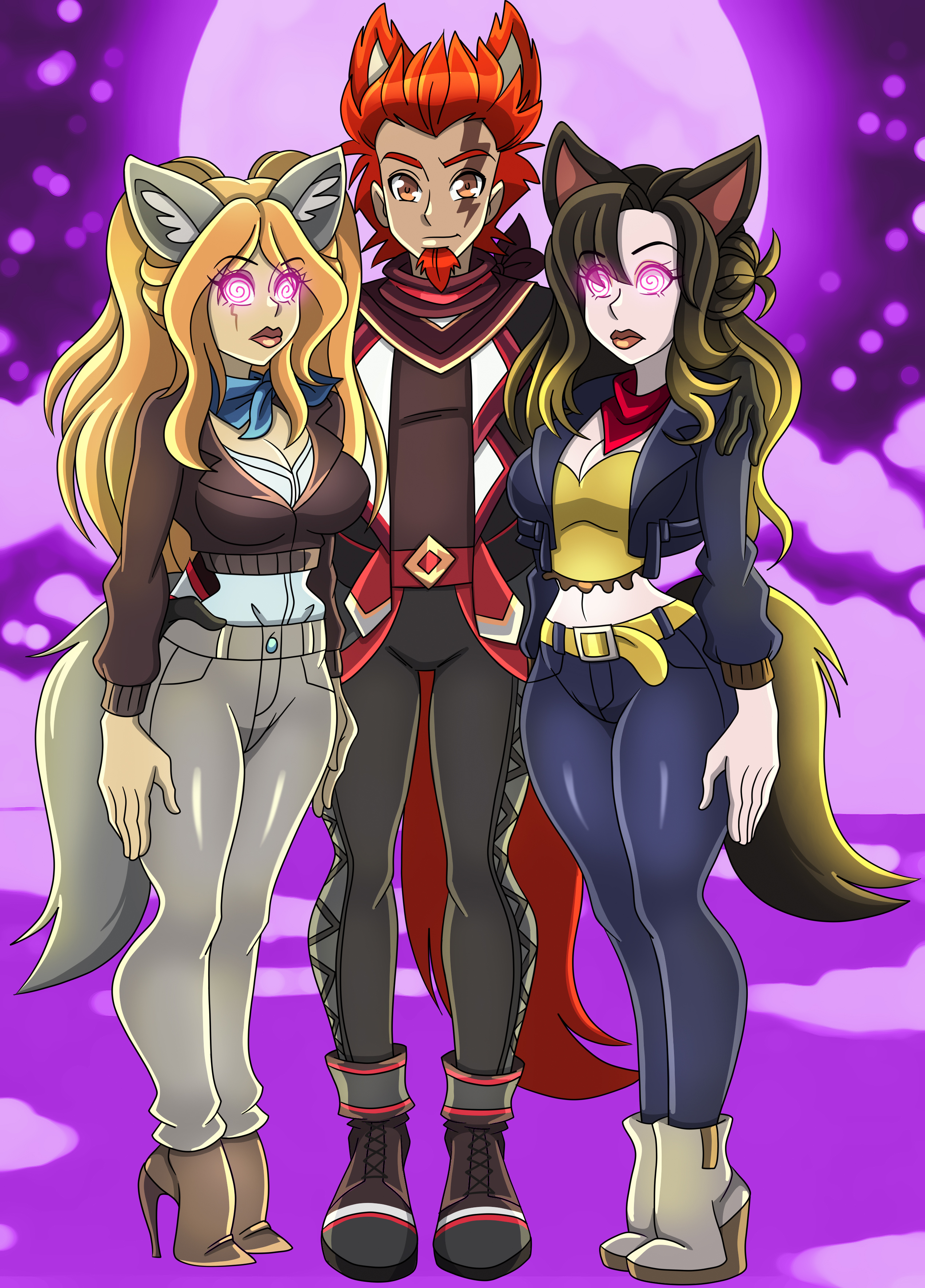 Rule 34 – absurdres animal ears bandana beard big breasts breasts crop top eyebrows visible through hair femsub glowing glowing eyes high heels hypnosis jacket jeans kerberus (kerberusz) large breasts lipstick lyranna (kerberusz) maledom midriff multicolored hair multiple girls multiple subs night orange eyes original sasha (kerberusz) scar smile spiral eyes standing standing at attention swirly eyes symbol in eyes tail wolf boy wolf girl zorro-zero | 14973609