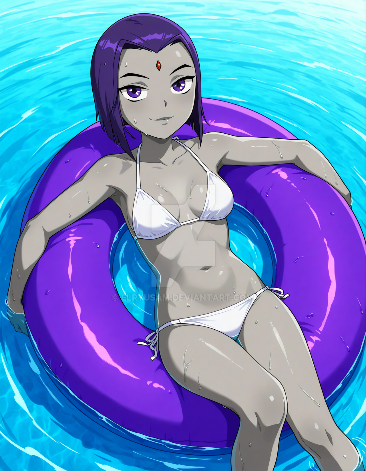 Rule 34 – 2025 ai generated cartoon network dc animated universe deviantart elryusam female only lake looking at viewer pool tube raven (teen titans) smile at viewer smiling at viewer teen titans warner bros. animation wet body wet face wet hair wet head white bikini | 14976369