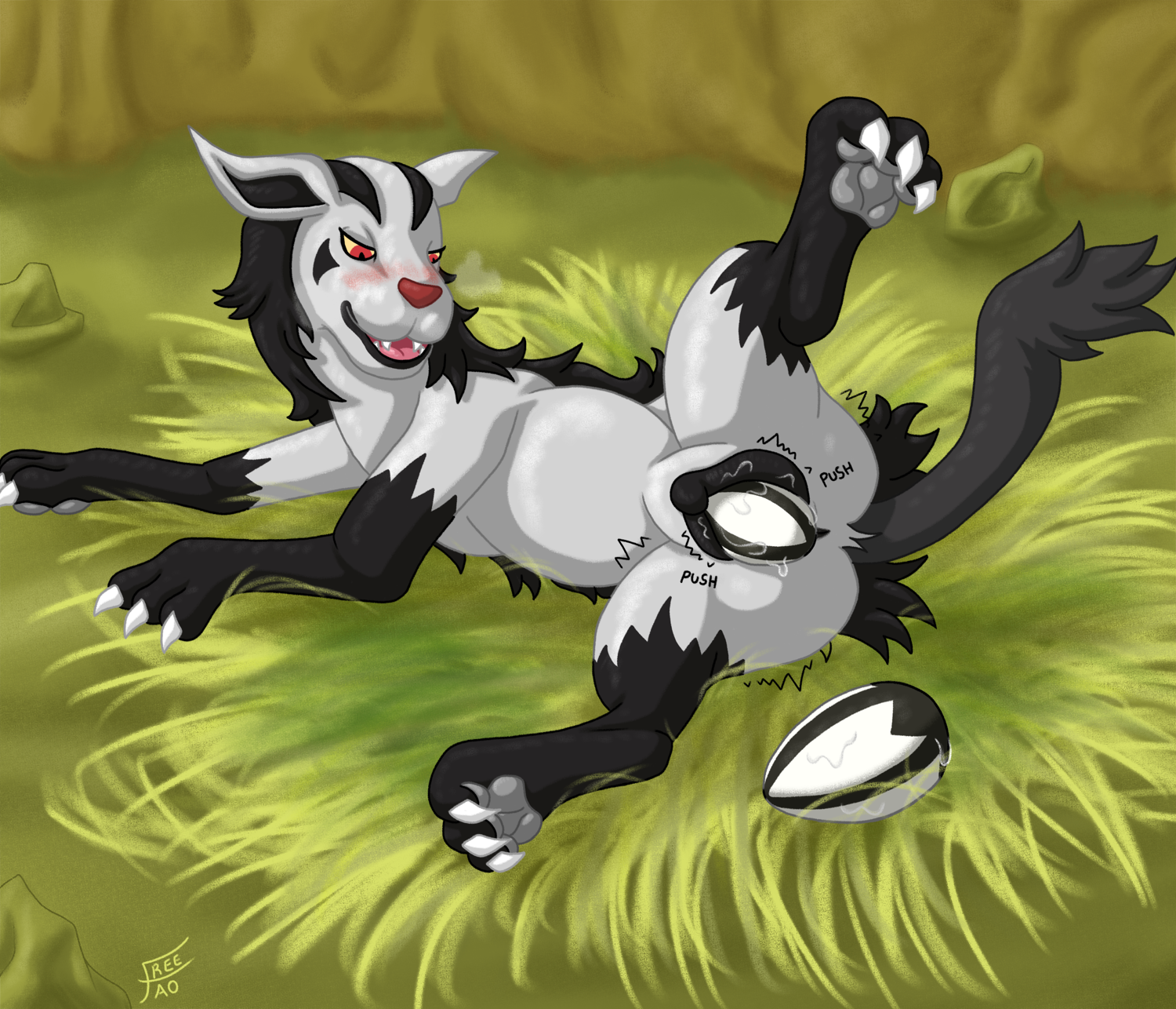 Rule 34 – animal genitalia animal vulva black body black fur bodily fluids canine genitalia canine vulva claws detailed background egg female feral freetao fur generation 3 pokemon genital fluids genitals hi res looking down mightyena nintendo oviposition pawpads pokemon pokemon (species) pregnant pregnant female pushing raised leg red eyes rock solo spread legs spreading straw bed vaginal fluids white body white fur yellow sclera | 14976767